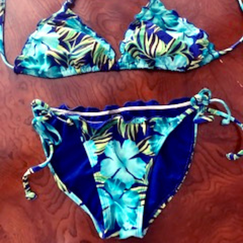 2PC bikini  Tropical Blue and Green  Swimsuit
